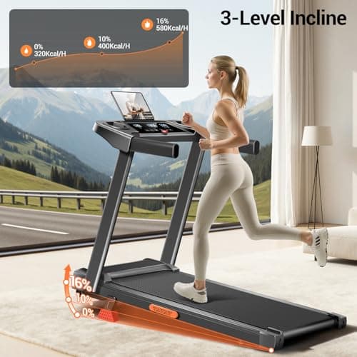 16% Treadmills for Home, 3-in-1 Foldable Treadmill with Incline, Portable Treadmill with Handle, 3.0HP Quiet Walking Pad Treadmill, 12 Automatic Modes, Three Screen