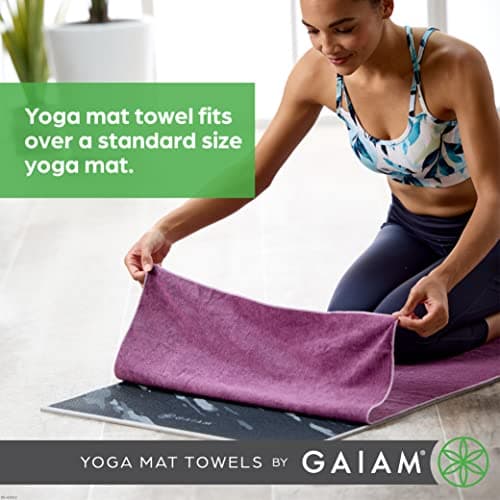 Gaiam Yoga Mat Towel Microfiber Mat-Sized Yoga Towel for Hot Yoga (68" L x 24" W), Heron Lilac