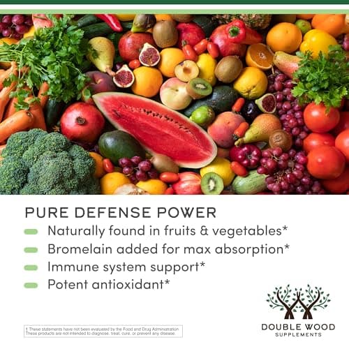 Quercetin with Bromelain - 96% Highly Purified - 120 Count (1,200mg Servings) - Supports Healthy Immune Functions in Men and Women (Vegan Safe, Third Party Tested, Gluten Free) by Double Wood