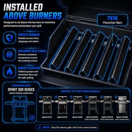 15.3" Flavorizer Bars for Weber Spirit 300 and GS4 Spirit II 300 Series E310 E320 E330 S310 S320 S330 with Front Control, Spirit e310 Grill Parts, Heat Plates Replacement for Weber 7636 69797 68843