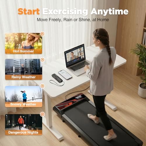 Under Desk Treadmill, Walking Mat with Incline pad, 2.5HP Portable Compact Treadmill for Home Office, Small Mini Walking Treadmill Pad with Remote & 3 in 1 Led Display, 265 Lbs Weight Capacity