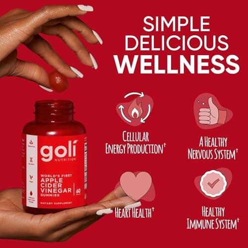 Goli Apple Cider Vinegar Gummies - Worlds First ACV Gummy with Vitamin B12, Beetroot & Pomegranate - Vegan, Non-GMO, Gluten-Free