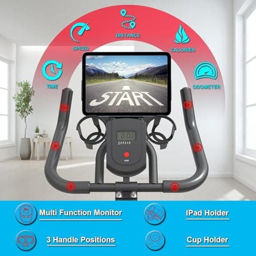 GOFLYSHINE Exercise Bikes Stationary,Exercise Bike for Home Indoor Cycling Bike for Home Cardio Gym,Workout Bike with pad Mount & LCD Monitor,Silent Belt Drive
