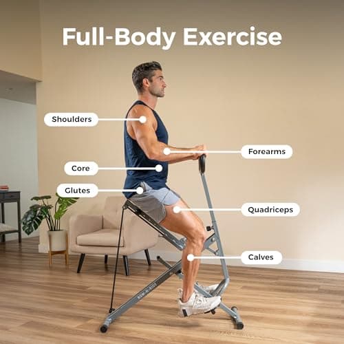 Sunny Health & Fitness Smart Upright Row-N-Ride Exerciser, Squat Assist Trainer for Glutes Workout with Adjustable Resistance, Easy Setup & Foldable, Glute & Leg Exercise Machine- NO. 077S