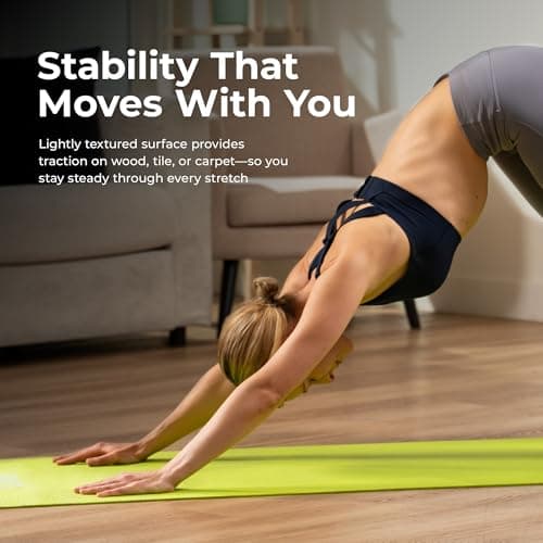 Sunny Health & Fitness Exercise Yoga Mat – Firm Studio Support for Stability & Grounded Balance – Durable, Tear-Resistant & Portable for Yoga, Pilates & Floor Workouts- Pink– NO. 031-PK
