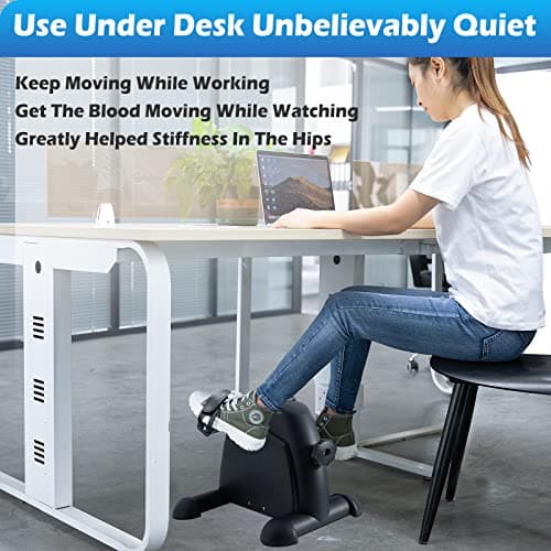 TABEKE Under Desk Bike Pedal Exerciser - Mini Exercise Bike for Arm/Leg Exercise, Pedal Exerciser for Seniors with LCD Display 26116 (Black)