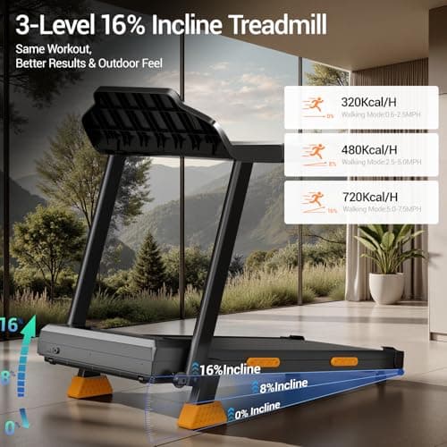 16% Treadmills for Home with Handle, 3 in 1 Portable Treadmill with Incline, Foldable Treadmill with Three Screen, 12 Preset Programs, 400LBS