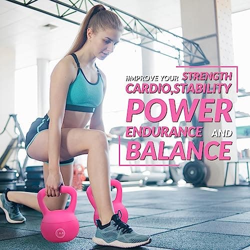 Fitvids Soft Kettlebells - Sea and Iron Sand Filled Weights for Women and Men - Color Coded Soft Vinyl Kettlebells, Multiple Sizes