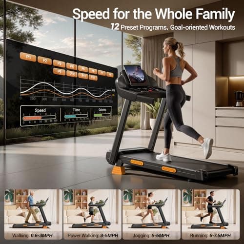 16% Treadmills for Home with Handle, 3 in 1 Portable Treadmill with Incline, Foldable Treadmill with Three Screen, 12 Preset Programs, 400LBS