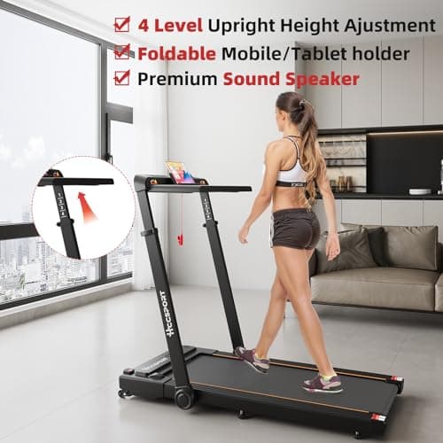Hccsport Treadmill with Incline, 3 in 1 Under Desk Treadmill Walking Pad with Removable Desk Workstation 3.5HP Foldable Compact Walking Treadmills for Home Small Office with Wristband Remote Control