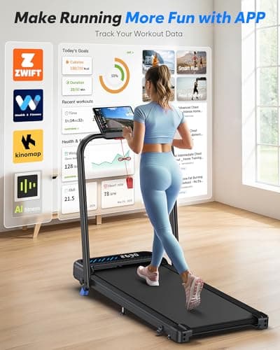 Cardirun Walking Pad with Incline and Handle Bar, Foldable Treadmills for Home Small Spaces, 3.0HP Quiet Compact Treadmill, Portable Under Desk Treadmill with LED Display, App & Remote Control