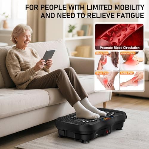GLYLF Vibration Plate Exercise Machine, 130 Levels Full Body Workout Vibrating Plate for Lymphatic Drainage Weight Loss, 450 Lbs Capacity Shake Platform with Resistance Bands Bluetooth for Women Men
