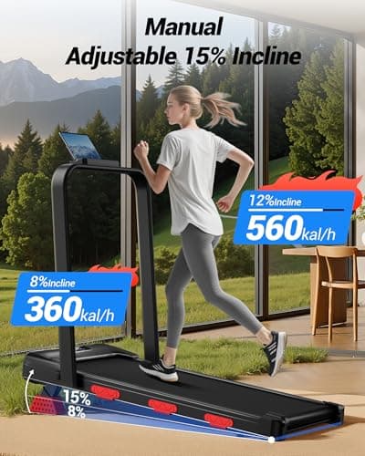 Walking Pad with 15% Incline 2.5HP Foldable Walking Pad with Handle Bar 0.6-6.2MPH Under Desk Compact Treadmills for Home 300LBS with Romote Control