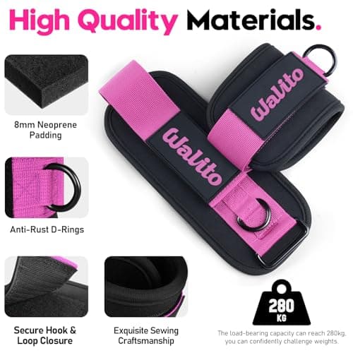 WALITO Ankle Resistance Bands with Cuffs, Ankle Bands for Working Out, Ankle Straps for Women, Exercise Bands for Legs and Butt, Booty Workout Equipment for Kickbacks Hip Fitness Training