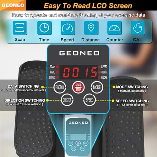 Under Desk Elliptical Machine, Electric Elliptical Exerciser for Senior, Quiet & Small Electric Seated Pedal Exerciser for Home with Display Monitor, Remote Control & 12 Adjustable Speeds (Black)