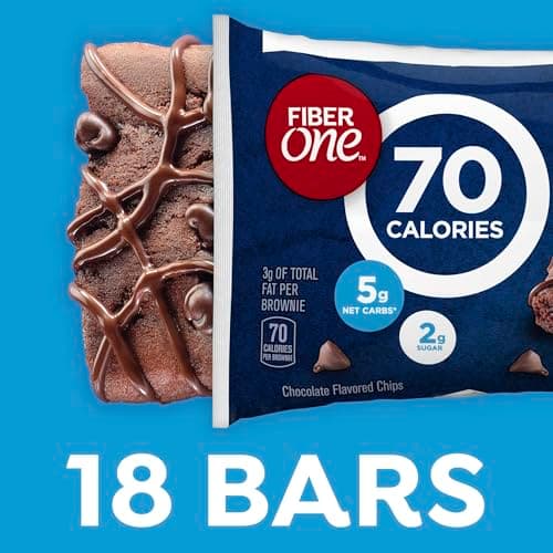 Fiber One 70 Calorie Brownies, Chocolate Fudge Snack Bars, Mega Pack, 18 Ct, 16 oz