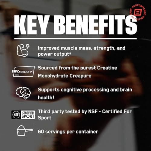 BARE PERFORMANCE NUTRITION, BPN Pure Creatine Monohydrate Powder by Creapure, 5g of Creatine per Serving, Supports Muscle Growth, Unflavored Creatine Powder, 60 Servings