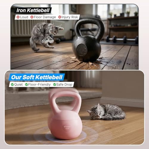 MERACH Soft Kettlebells, Strength Training Kettlebell with Wide Non-Slip Handle, Sea and Iron Sand Filled Kettle Bell with Soft-Sided Cushioned Base for Home Workouts, Ideal for Men, Women(Pink 15lbs)