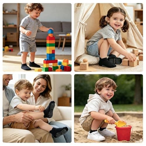 Bearbay Baby Non Slip Ankle Socks with Grippers (9 Pair) for 0 months-7 years old Walking Socks for Infant Toddler Kids Boys Girls