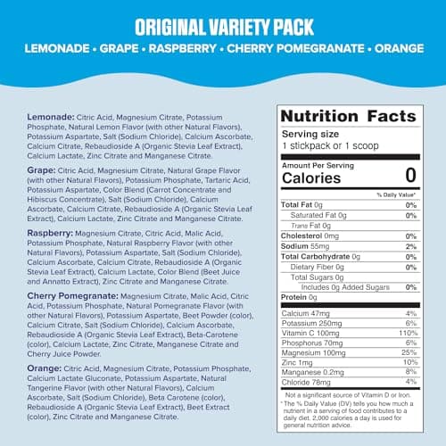 Ultima Replenisher Daily Electrolyte Powder – Original Variety Pack, 20 Stickpacks – Zero Sugar Hydration Packets with 6 Electrolytes and Minerals – Sugar Free, Plant Based & Keto Friendly​ Drink Mix