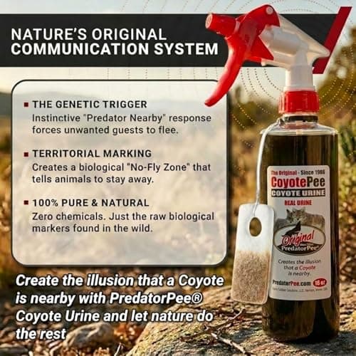 PredatorPee 100% Coyote Urine with 10 ScentTags, Territorial Marking Scent Kit, Creates Predator Presence Illusion for Deer Raccoons Groundhogs Rats, Outdoor Yard Garden Perimeter Setup, 16 Oz