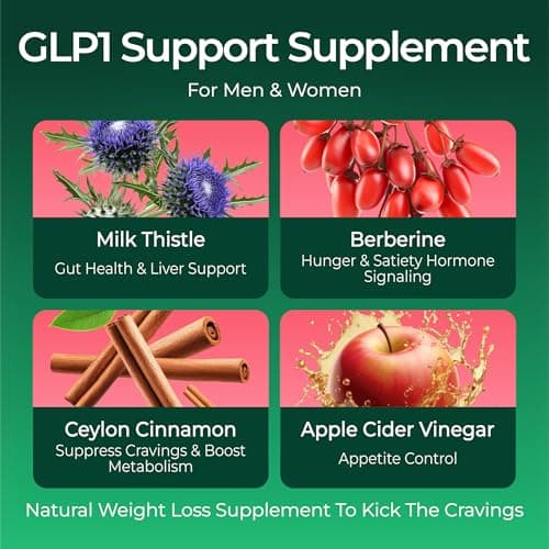 GLP-1 Support Supplement, Sugar-Free Berberine Complex Gummies with Ceylon Cinnamon, Milk Thistle, and ACV [AMPK Metabolic Activator] Berberine Supplement for Weight Loss, Appetite Suppressant Gummies