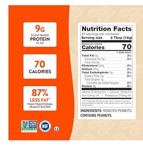 PBfit 24 Ounce Simply Peanut Powdered Peanut Powder, No Added Sugar or Salt, Non-GMO, Plant-Based, Gluten-Free Protein Powder, 9g of Protein 9% DV