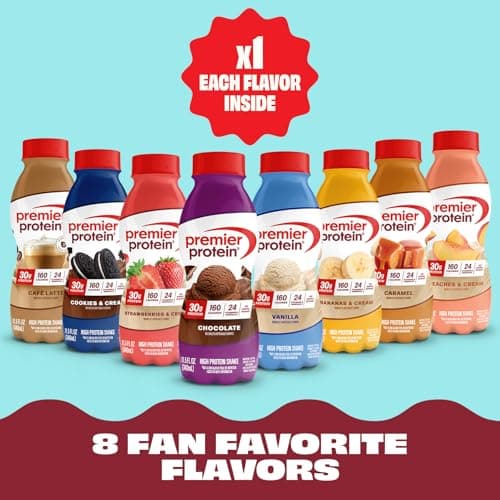 Premier Protein Shake, 8 Flavor Variety Pack, 30g Protein, No Added Sugar, 24 Vitamins & Minerals to Support Immune Health, 11.5 fl oz, 8 Pack