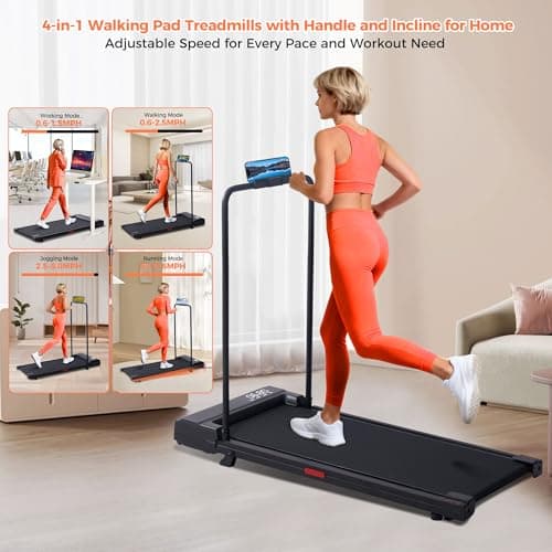 SUOUER Walking Pad Treadmill with Incline, 2026 Upgrade Portable Under Desk Treadmill for Home Small with Handles, 3.0HP Walking Pad with Handle Bar, 0.6-7.6MPH, 350LBS