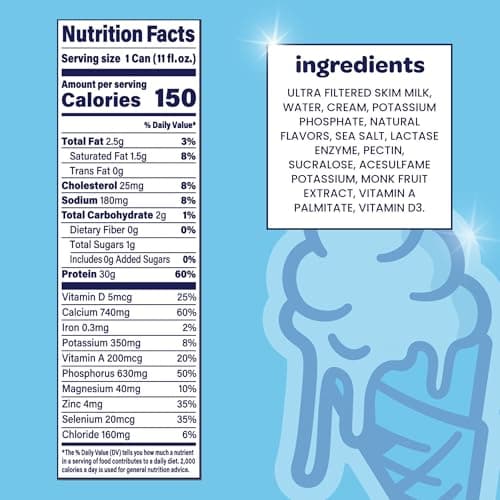 Nurri - 30g Protein Ultra Filtered Milk Shake – Vanilla - Lactose Free, Low Sugar, 150 Calories, 10 Vitamins and Minerals - 11 fl oz, 10 Cans