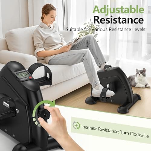 FITKS360 Under Desk Elliptical & Mini Exercise Bike – Seated Electric Leg Exerciser & Magnetic Pedal Machine for Seniors Arms & Legs Workout with Remote, LCD Display & 5 Adjustable Resistance/Speeds