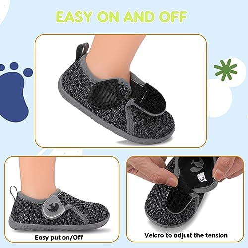 FEETCITY Baby First Walking Shoes Boys Girls Toddler Sneakers Anti-Slip Newborn Crib Shoes Dark Grey