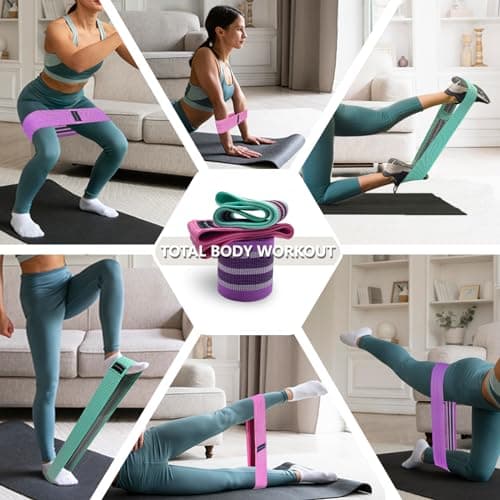 Exercise Bands, 3 Levels Fabric Resistance Bands for Working Out, Workout Bands Resistance for Women & Men, Multi-Colored Fabric Booty Bands for Leg Strength Training, Rehab, Yoga(Pink)