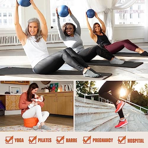 yeuG Pilates Socks with Grips for Women Non Slip Grip Socks for Yoga, Barre, Hospital Grippy Ankle Socks Womens Gifts pilates outfits for women workout sets