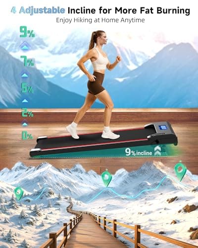 NeoSilent Walking Pad with Incline Under Desk Treadmill 4 Level 9% and BLDC Core, Extra-Large Belt, App and Remote Control, Compact Mini Treadmills for Home Office Portable for Small Space