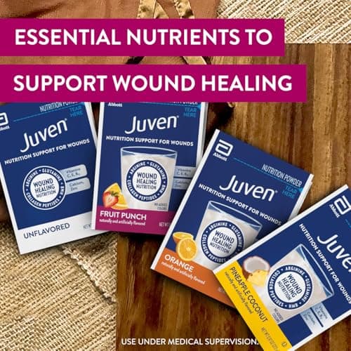 Juven Therapeutic Nutrition Drink Powder Including Collagen Peptides, Amino Acids, and HMB For Wound Healing Support, Fruit Punch, 30 Packets