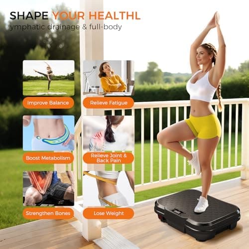 Vibration Plate Exercise Machine, 250 Speeds Home Fitness Vibrating Plate for Lymphatic Drainage, Vibration Plate 400 Lbs Capacity, Vibrating Plates for Weight Loss, Workout Equipment for Women Men