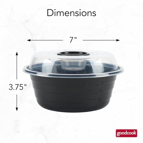 GoodCook 4-Cup Meal Prep Bowls Set with Lids and Dressing Cup, Microwavable Food Storage Containers for Meal Prepping, Set of 10, Black