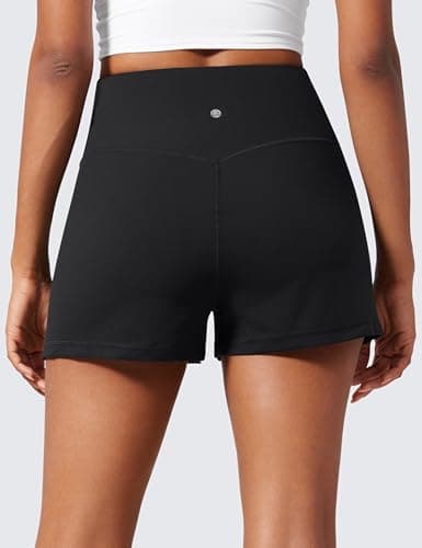 CRZ YOGA Butterlift Linerless Shorts for Women 3" - High Waisted Comfy Yoga Casual Lounge Workout with Pockets Black Medium