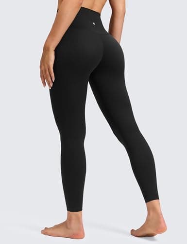 CRZ YOGA Butterluxe No Front Seam Yoga Leggings 25" - High Waisted Womens Lounge Pants Pilates Workout Athletic Buttery Soft Black Medium