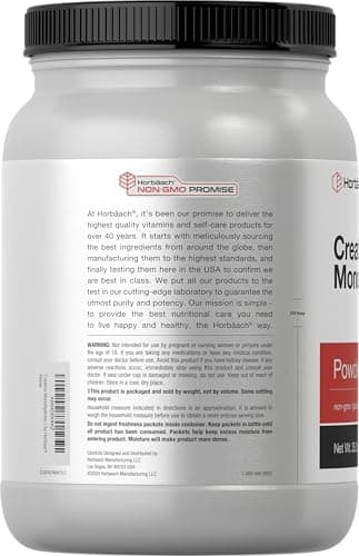 Horbäach Creatine Monohydrate Powder | 2.2lbs (35.2 oz) | Micronized and Unflavored | Vegetarian, Non-GMO, and Gluten Free Supplement