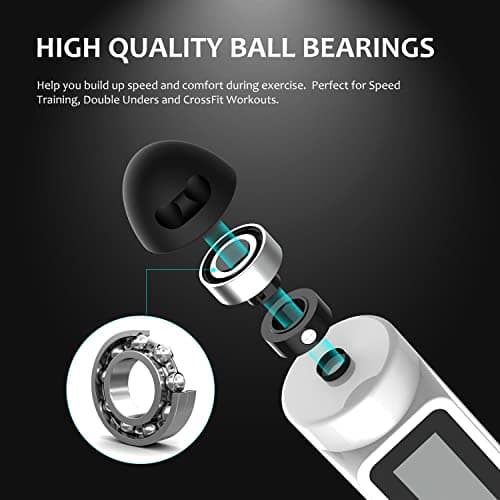 Jump Rope, H Handio Jump Rope with Counter, Workout Jumping Rope with Steel Ball Bearings, Adjustable Length Speed Skipping Rope for Men Women Kids Home Gym, Crossfit, Fitness Exercise (White)