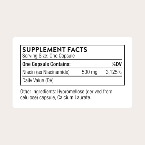 THORNE - Niacinamide - Non-Flushing Form of Vitamin B3 - Supports Skin Health & Provides Cellular Protection* - Niacin Supplement - Third-Party Certified - Gluten, Dairy & Soy-Free - 180 Capsules