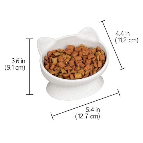 Kitty City Elevated Cat Bowls (Set of 2), Whisker-Friendly Raised Cat Food & Water Dishes, Modern Pedestal Design, Dishwasher Safe, 6.5 oz Each – White & Gray