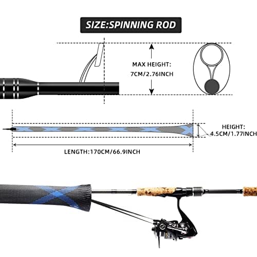 SF Fishing Spinning Rod Socks Braided Mesh Rod Sleeve Cover Protector Pole Gloves Six Colors 6PCS Fit Spinning Rod 6-1/2FT to 7-1/2FT