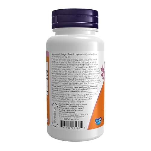 NOW Foods Supplements, UC-II Type II Collagen with Undenatured Type II Collagen, 120 Veg Capsules