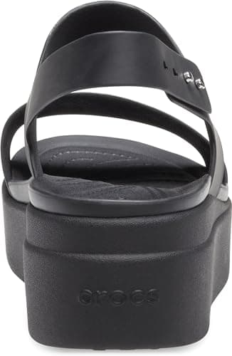 Crocs Brooklyn Low Wedges Sandal, Black/Black, 8