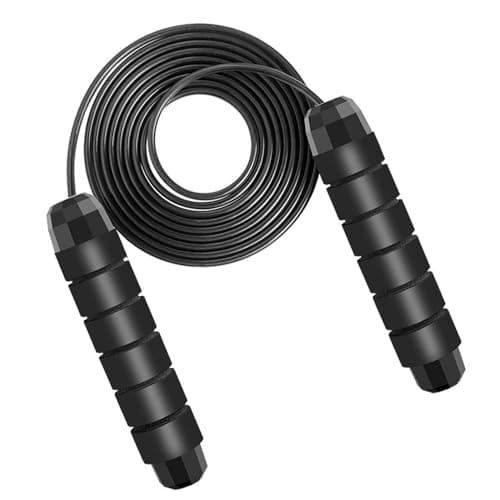 Jump Rope, Adjustable Jump Ropes for Fitness for Women Men and Kids Tangle-Free Rapid Speed Jumping Rope Cable with Ball Bearings Exercise&Slim Body at Home School Gym Black