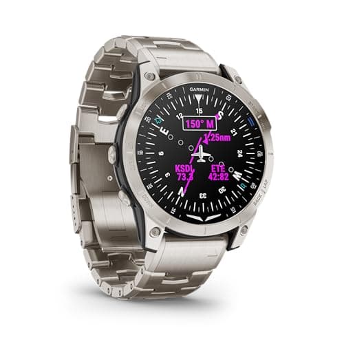 Garmin D2™ Mach 1, Touchscreen Aviator Smartwatch with GPS Moving Map, Aviation Weather, Health and Wellness Features and More, Vented Titanium Bracelet