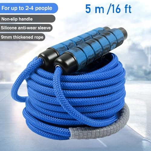 16 FT Long Jump Rope for Kids Adults,Double Dutch Jump Rope,Adjustable Skipping Ropes with High-strength Nylon Braided Rope Core,360°Rotation Not Entangled,Long Enough for 2-4 Jumpers.Blue